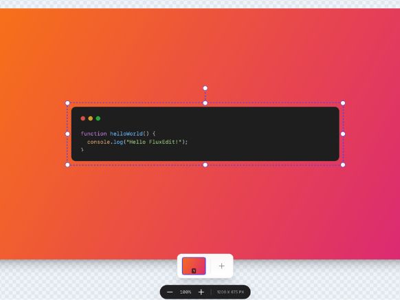 Code snippet feature showing syntax-highlighted JavaScript code