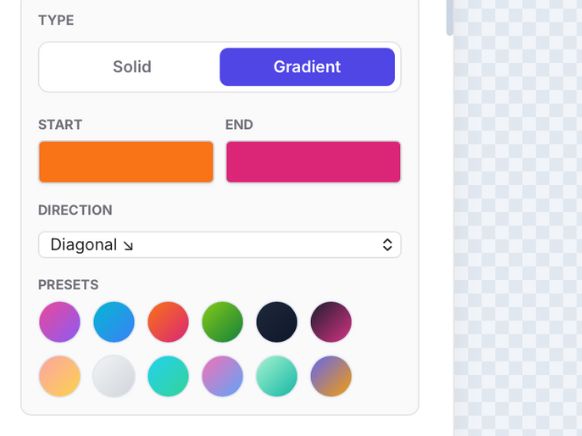 Gradient picker with color presets