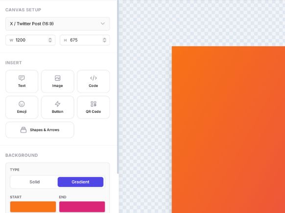 FluxEdit canvas setup with insert tools and background options